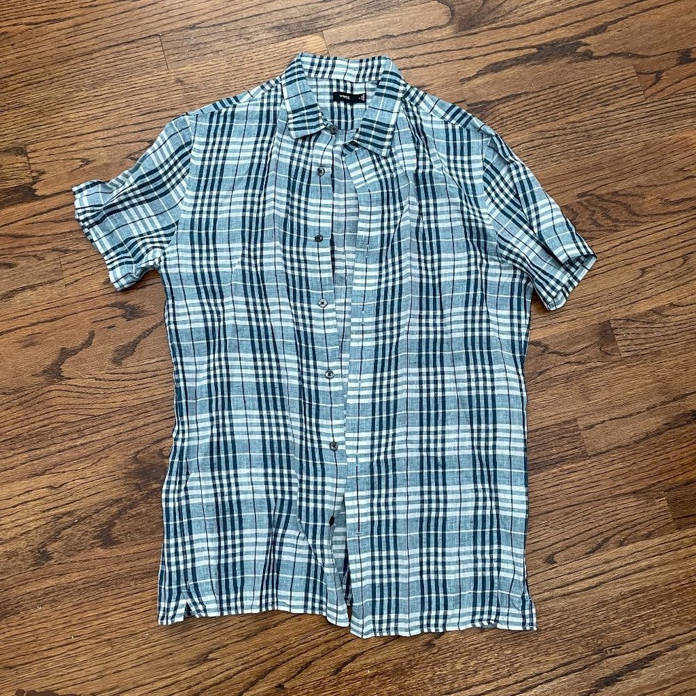 Vince Shirt Adult S Blue Button Up Flannel Short Sleeve Outdoor Men's